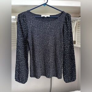 LOFT Women's dark Navy and White Speckled Blouse